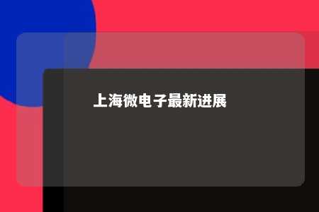 上海微电子最新进展 